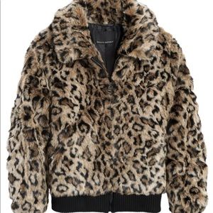 Leopard Faux Fur Bomber Jacket